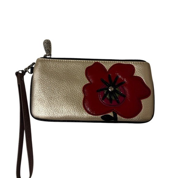 Brighton Gold Wristlet with Red Floral Accent - Picture 1 of 12